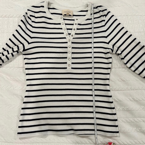 Sezane Reese T-Shirt in Ecru/Navy Stripe - Picture 12 of 13